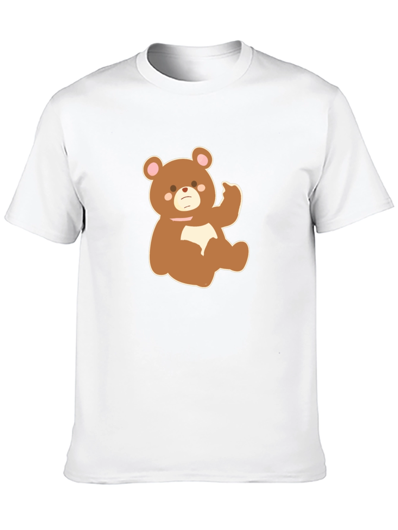 Cute Cartoon Bear Graphic Tee - Black