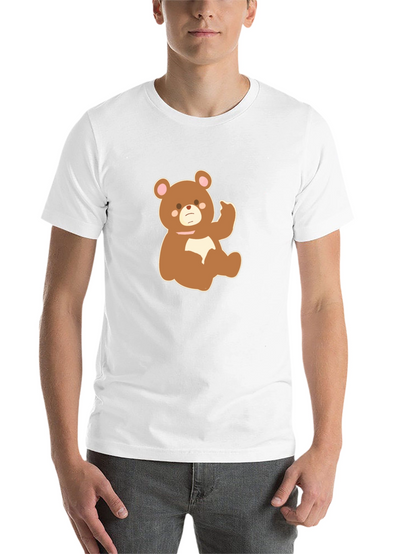 Cute Cartoon Bear Graphic Tee - Black