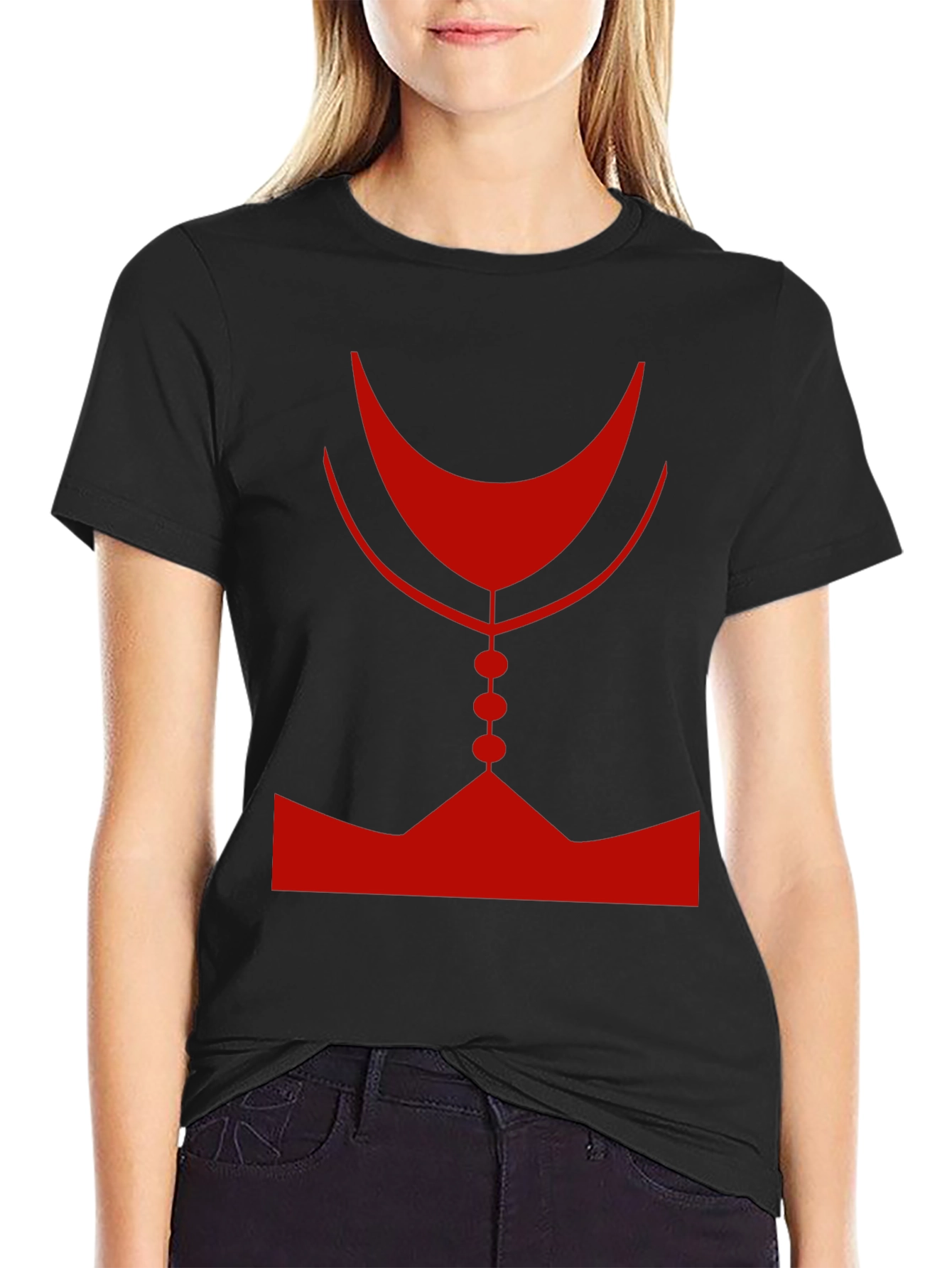 Abstract Red Graphic Print Mens Black T-Shirt