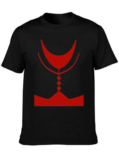 Abstract Red Graphic Print Mens Black T-Shirt