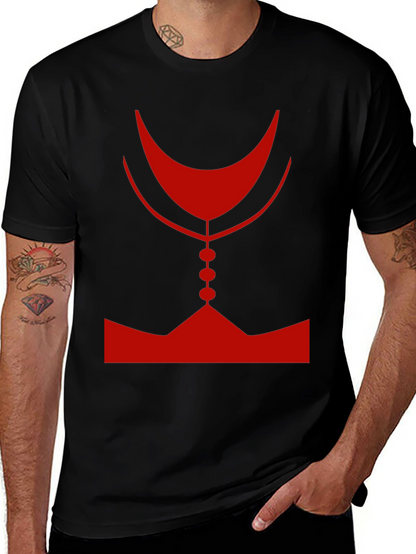 Abstract Red Graphic Print Mens Black T-Shirt