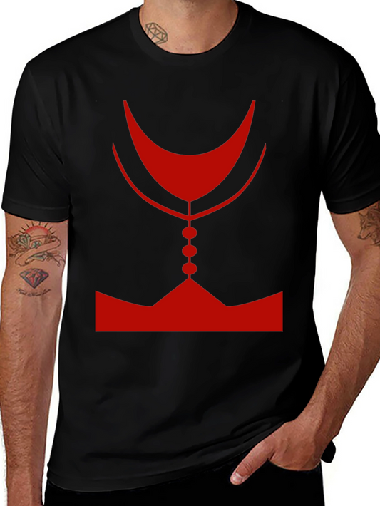 Abstract Red Graphic Print Mens Black T-Shirt