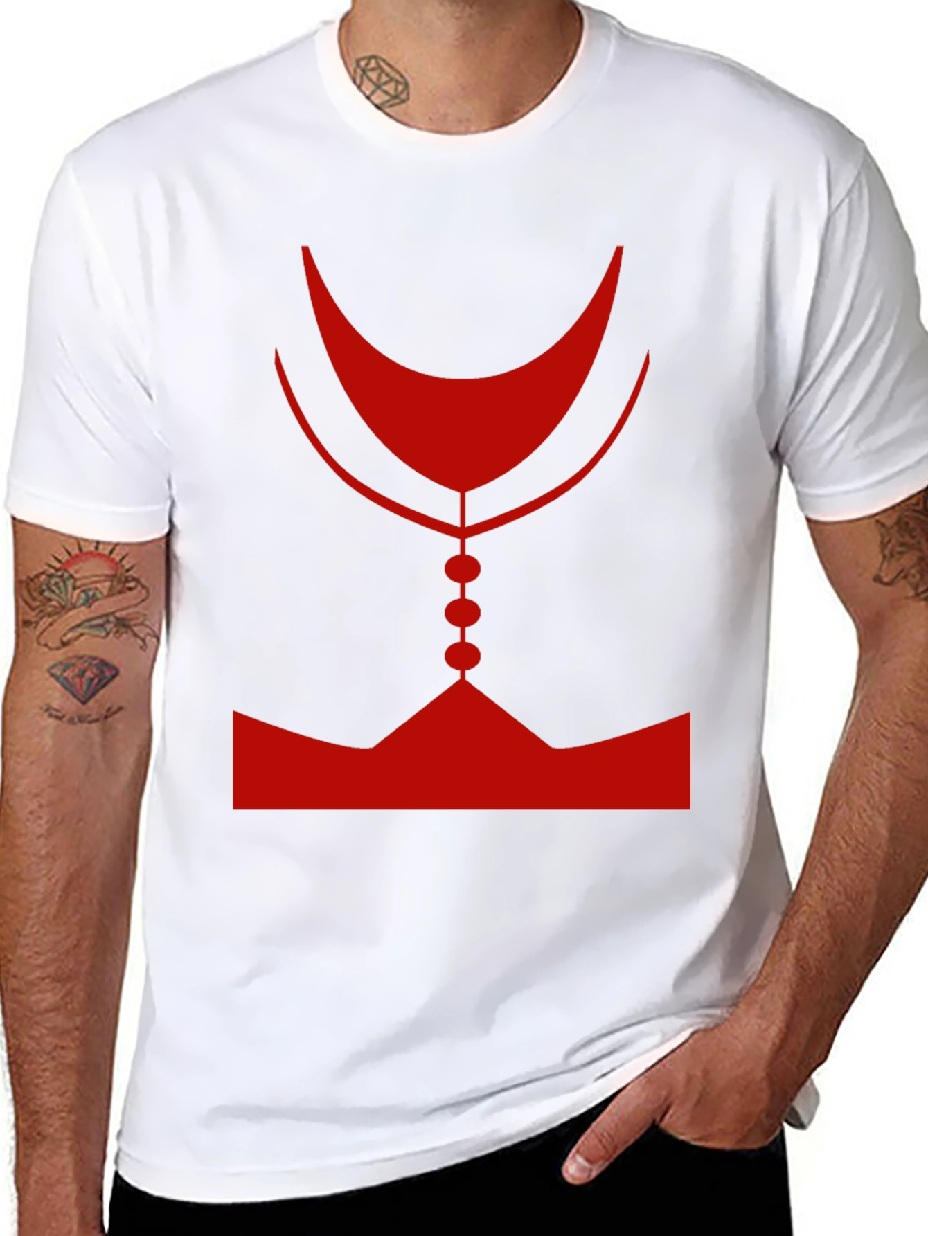 Abstract Red Graphic Print Mens Black T-Shirt