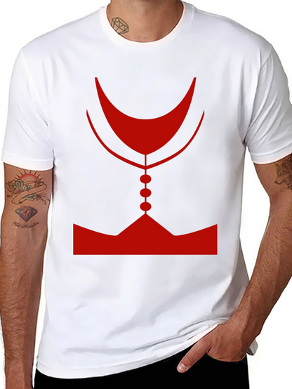 Abstract Red Graphic Print Mens Black T-Shirt