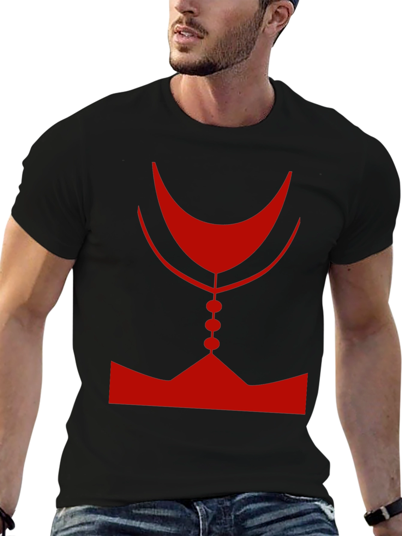 Abstract Red Graphic Print Mens Black T-Shirt