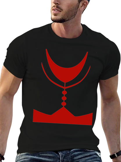 Abstract Red Graphic Print Mens Black T-Shirt