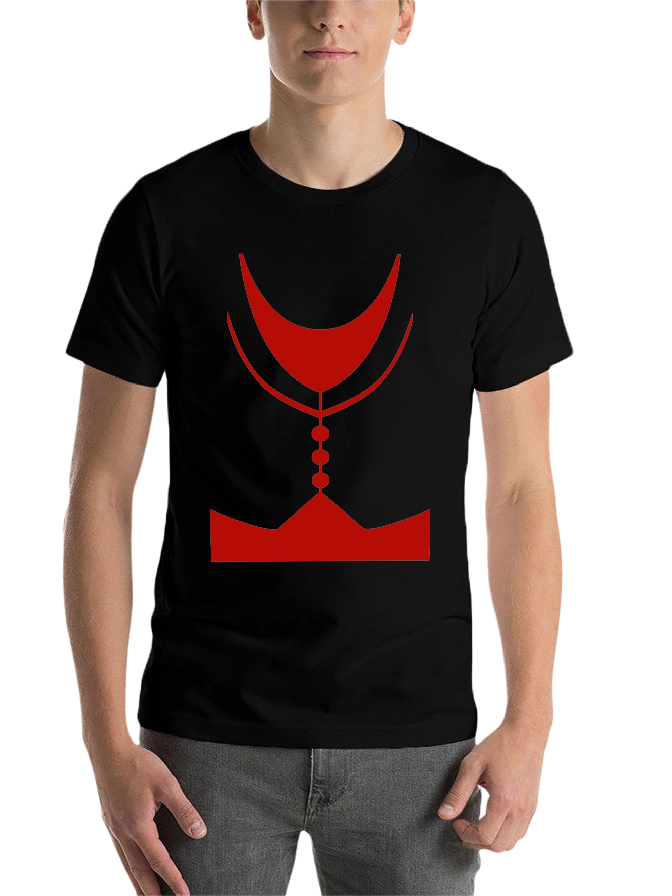 Abstract Red Graphic Print Mens Black T-Shirt