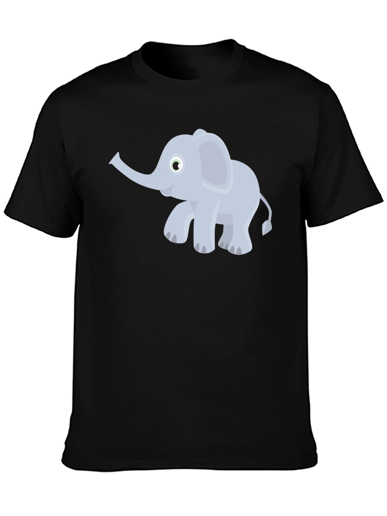 Elephant Cartoon Graphic Tee - Black