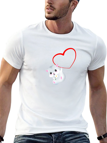 Cute Hamster Heart Graphic Black T-Shirt