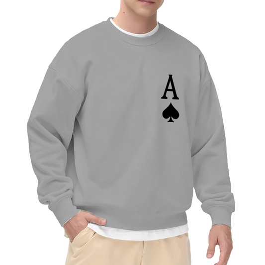 Ace Of Spades Minimal Chest Print Grey Crewneck