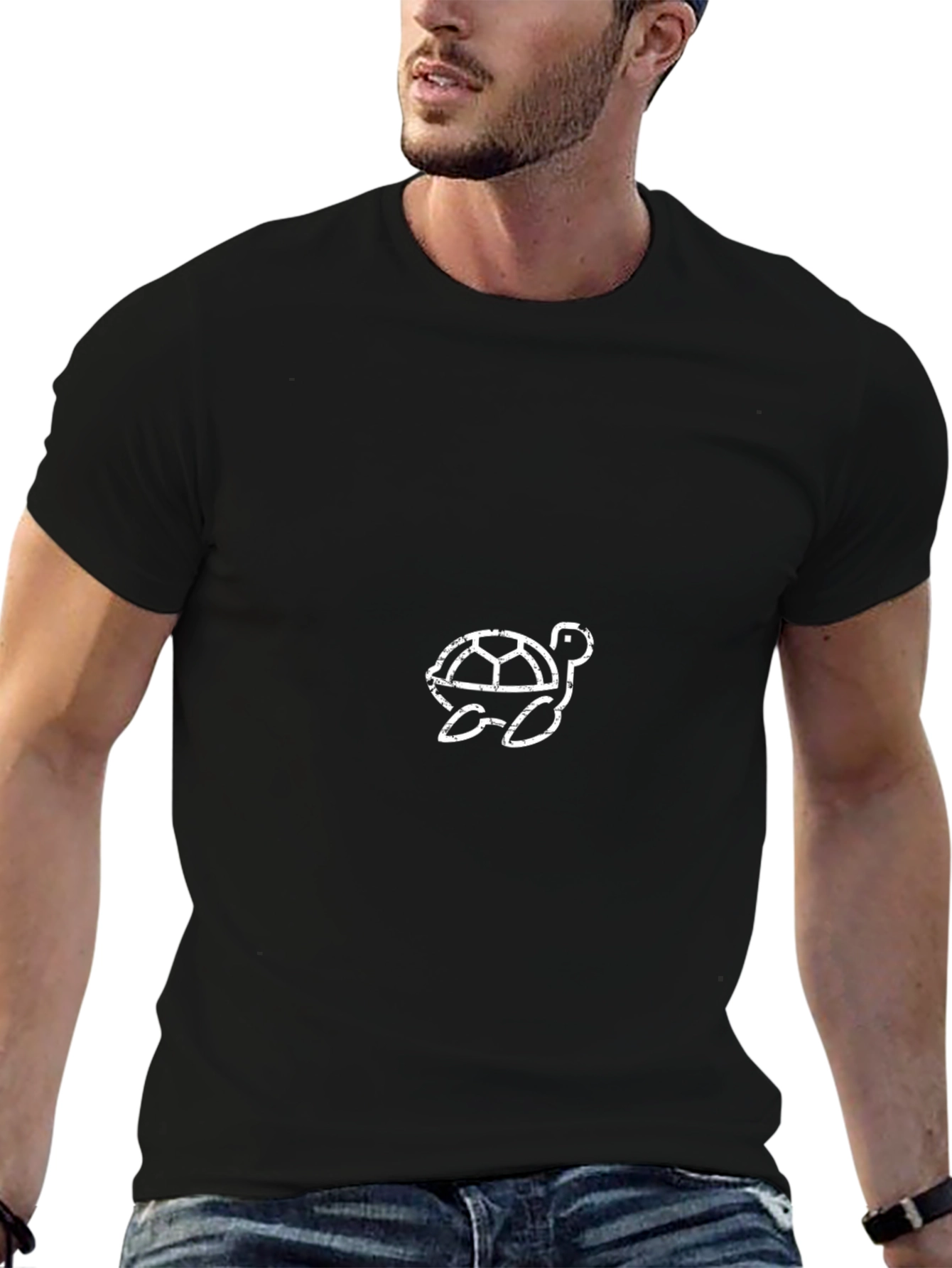 Turtle Graphic Tee - Black Cotton Comfort