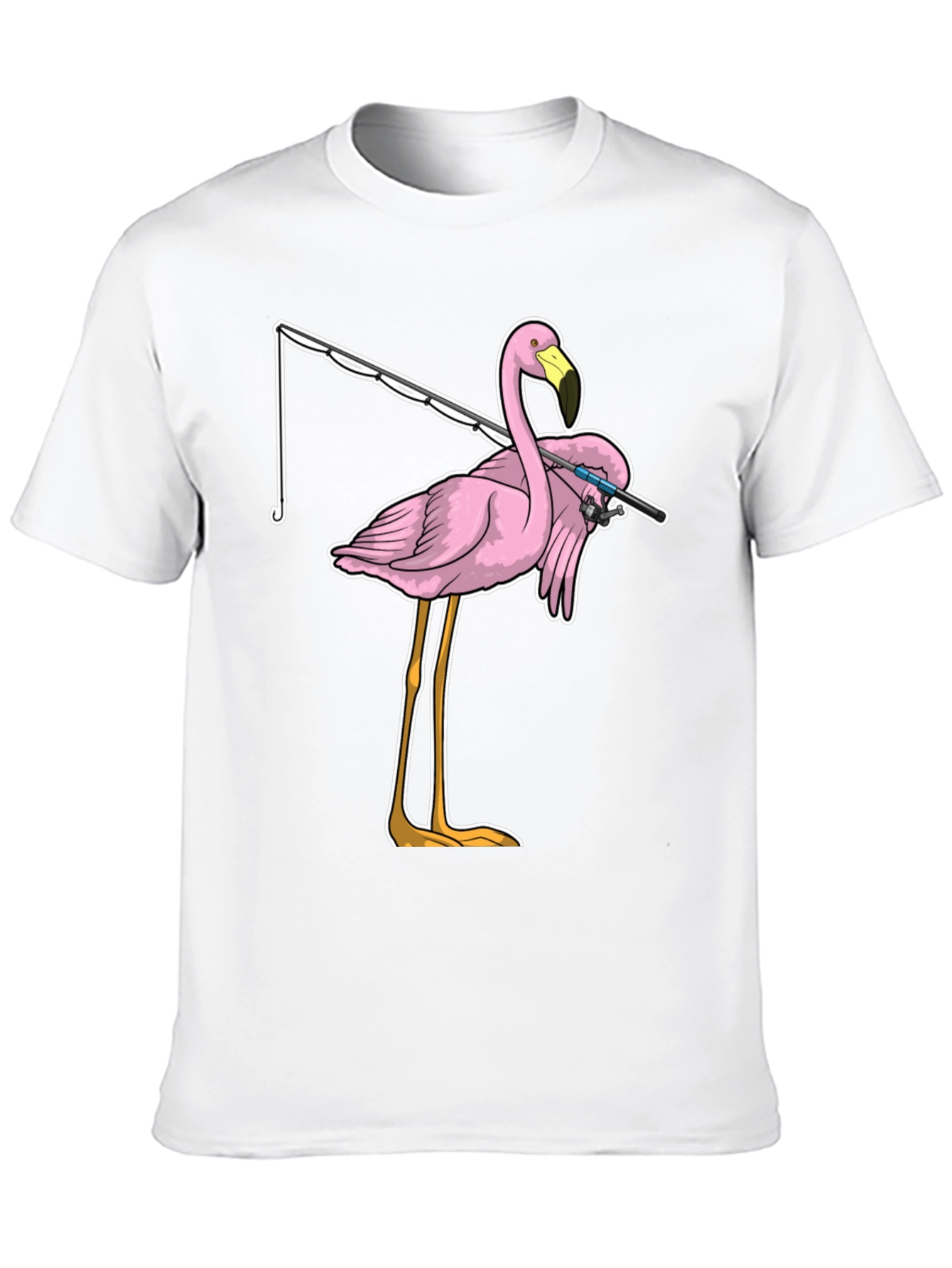 Fishing Flamingo T-Shirt - Funny Bird Tee