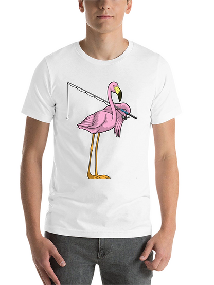 Fishing Flamingo T-Shirt - Funny Bird Tee