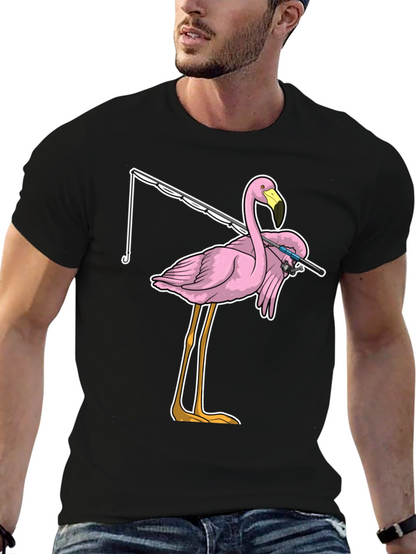 Fishing Flamingo T-Shirt - Funny Bird Tee