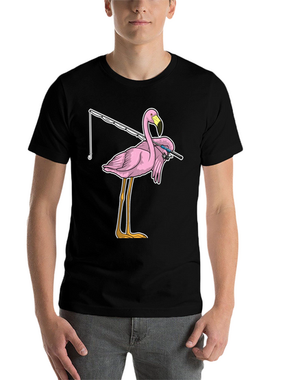 Fishing Flamingo T-Shirt - Funny Bird Tee