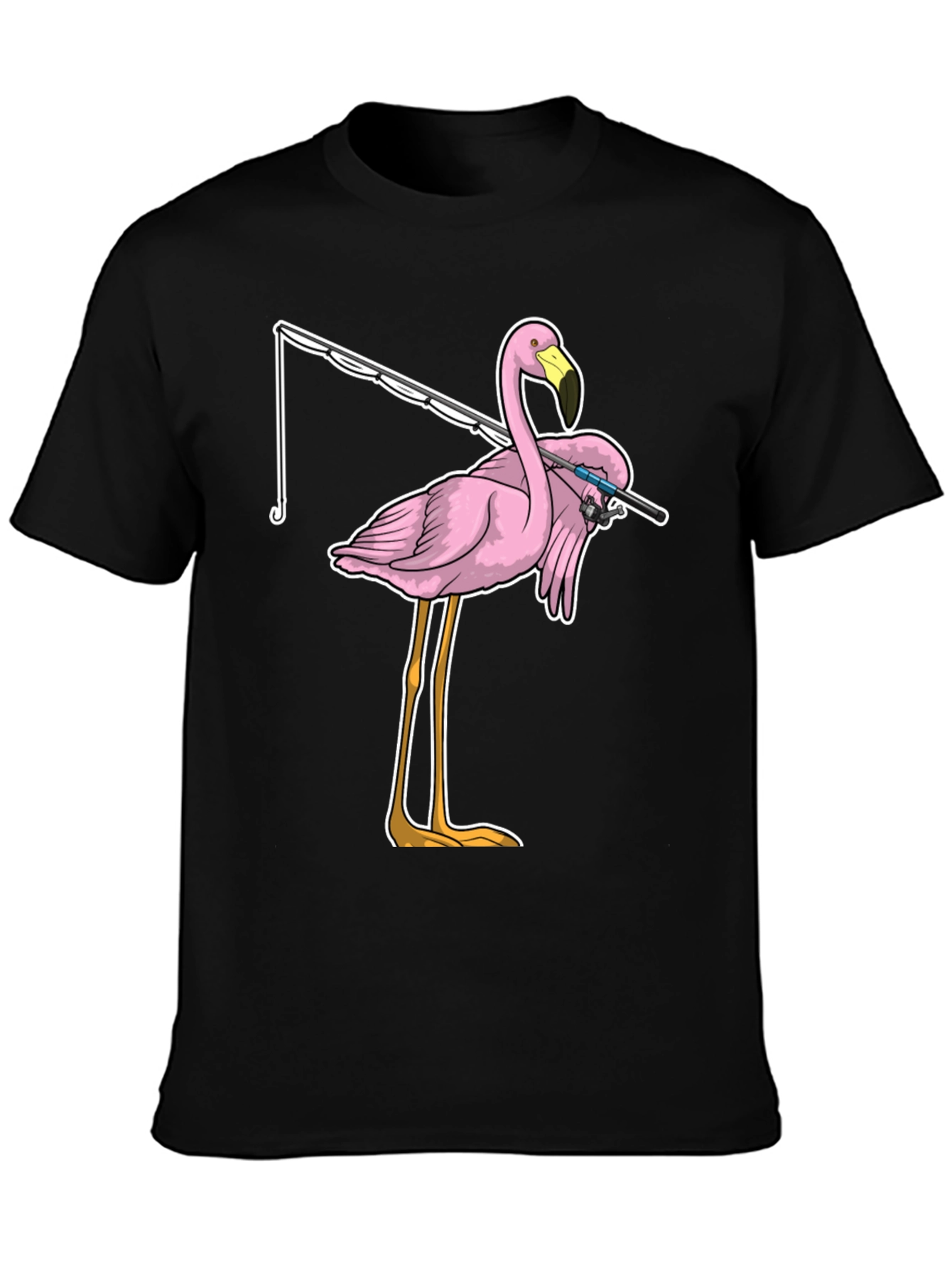 Fishing Flamingo T-Shirt - Funny Bird Tee