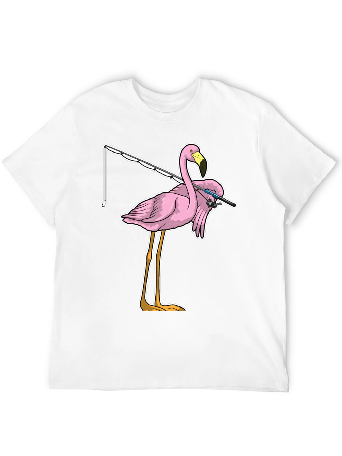 Fishing Flamingo T-Shirt - Funny Bird Tee