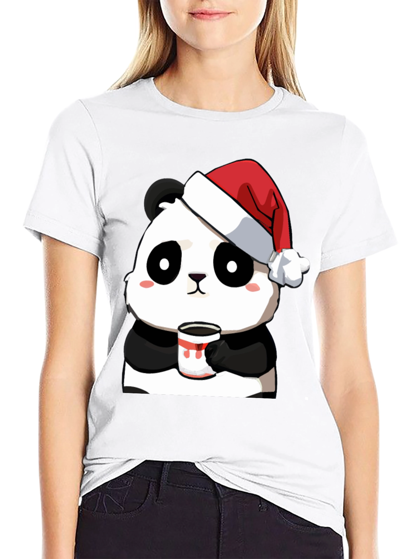 Cute Panda Santa Hat Coffee Mug Graphic T-Shirt