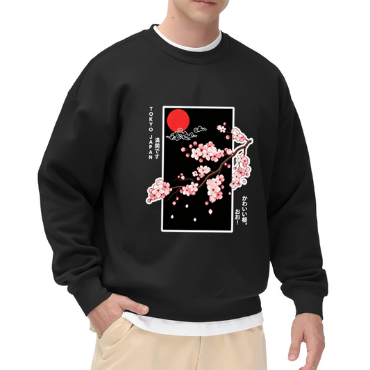 Tokyo Japan Cherry Blossom Oriental Aesthetic Crewneck Sweatshirt