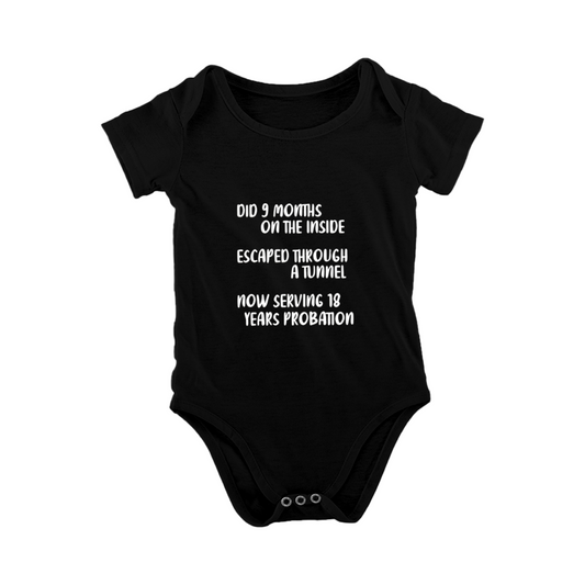 Funny Jail Pun 9 Months Inside Sarcastic Humor Baby Bodysuit