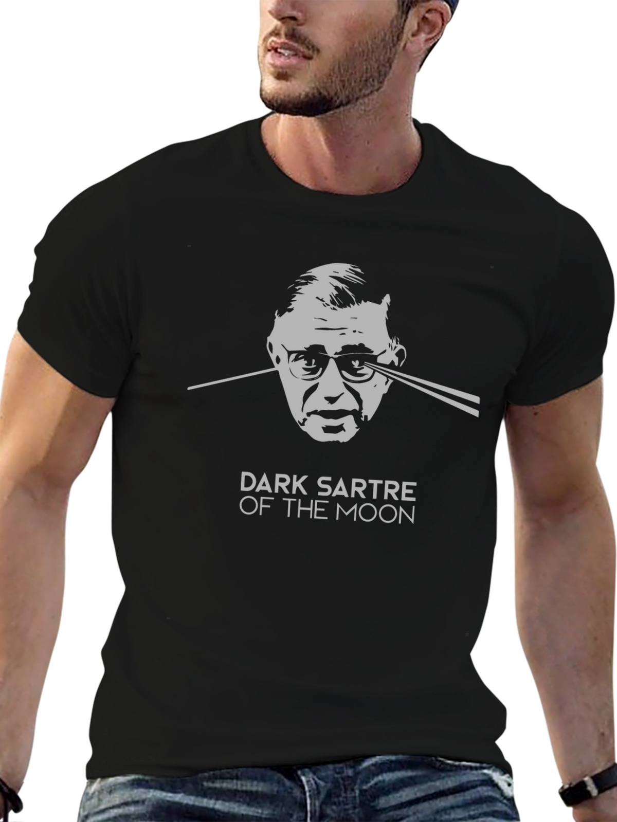 Dark Sartre of the Moon Graphic Tee - Black
