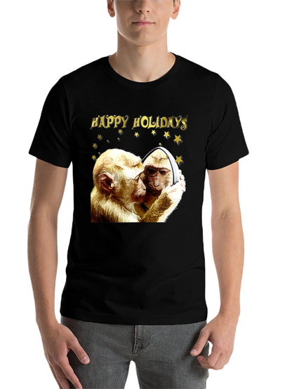 Happy Holidays Monkey Graphic T-Shirt