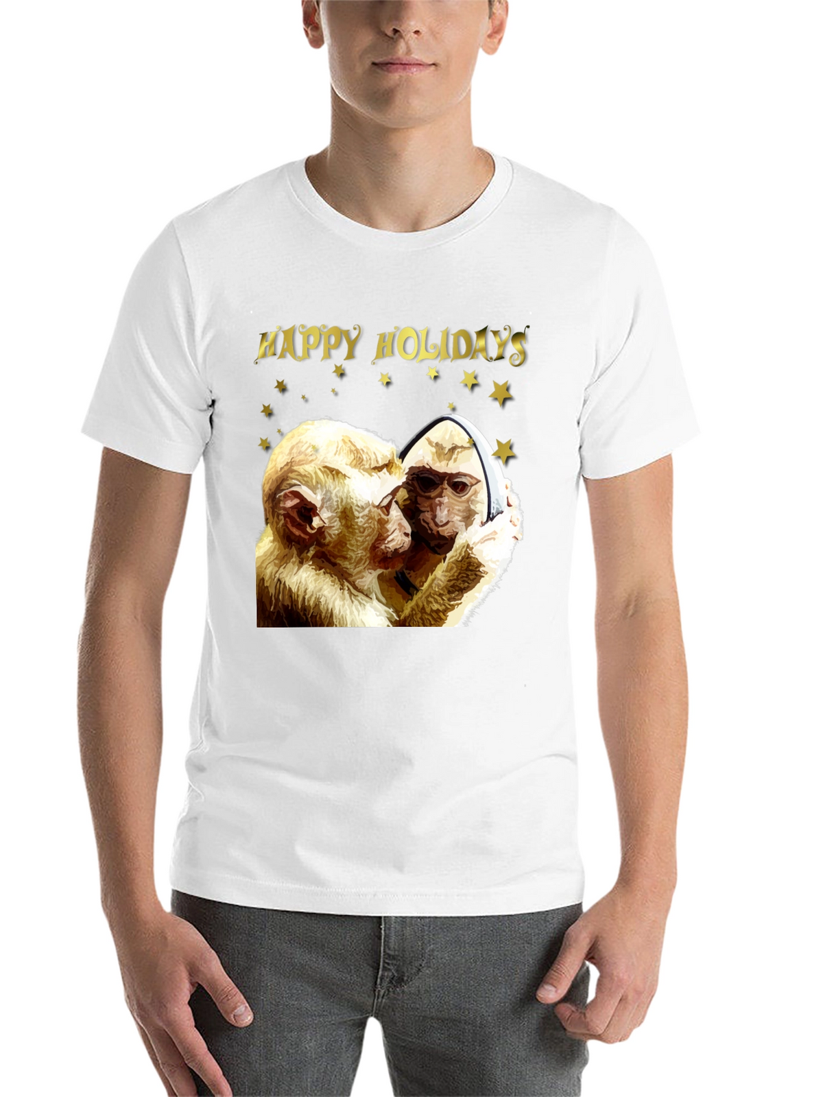 Happy Holidays Monkey Graphic T-Shirt