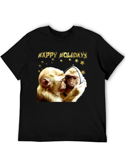 Happy Holidays Monkey Graphic T-Shirt