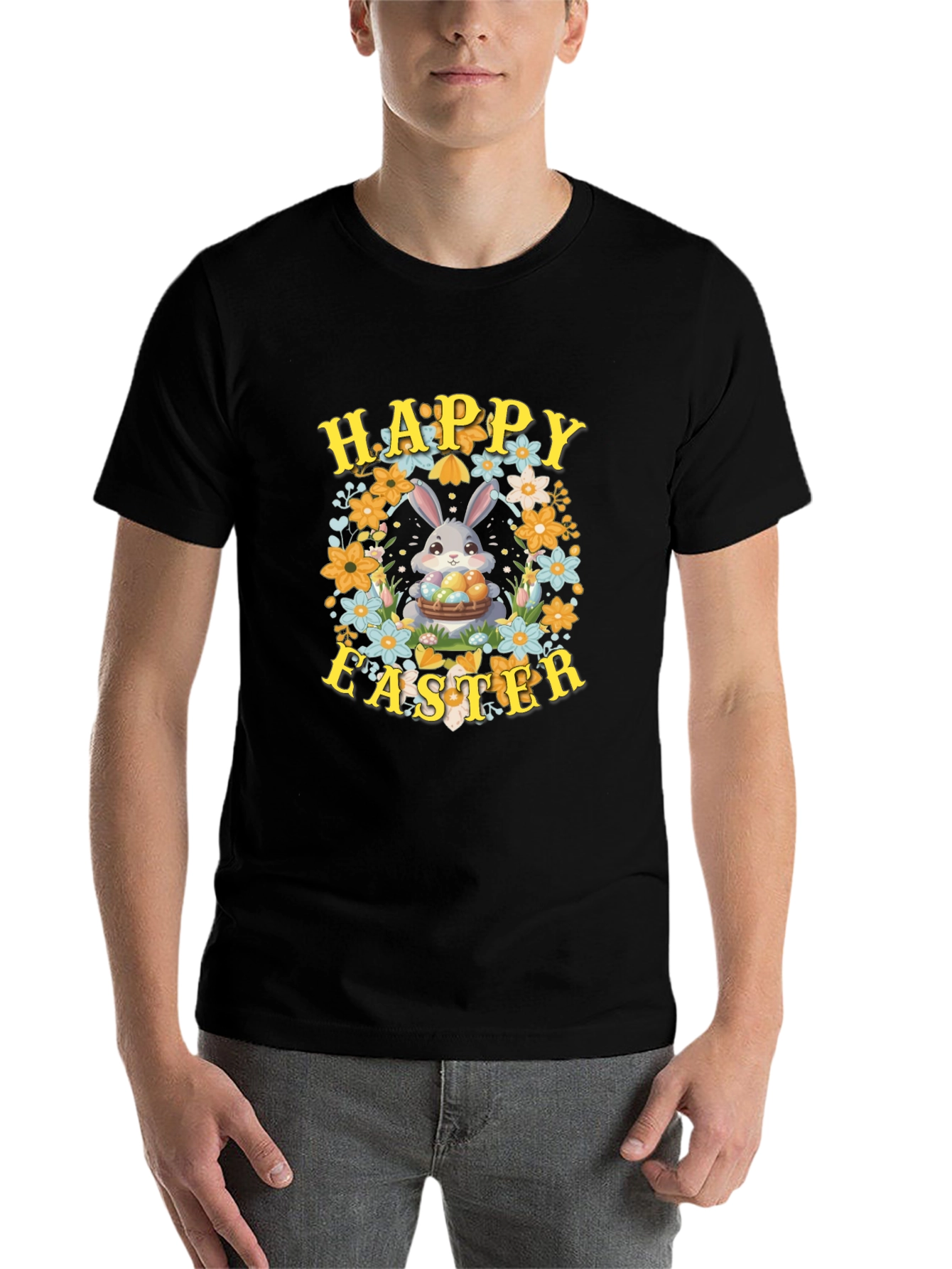 Happy Easter Bunny Floral T-Shirt