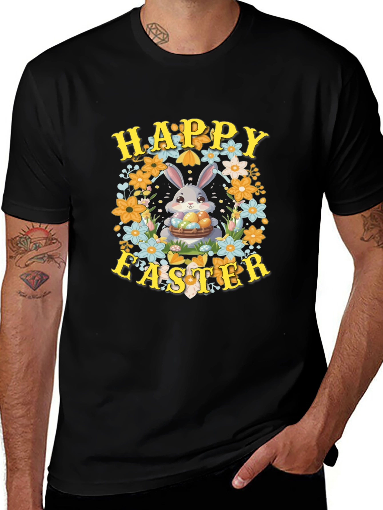 Happy Easter Bunny Floral T-Shirt
