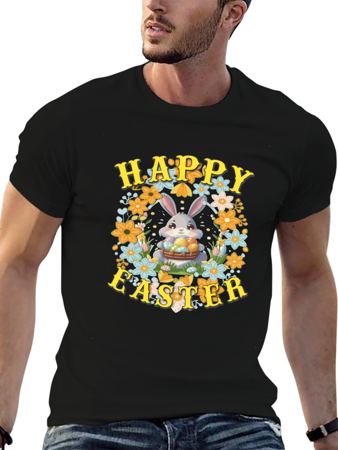 Happy Easter Bunny Floral T-Shirt