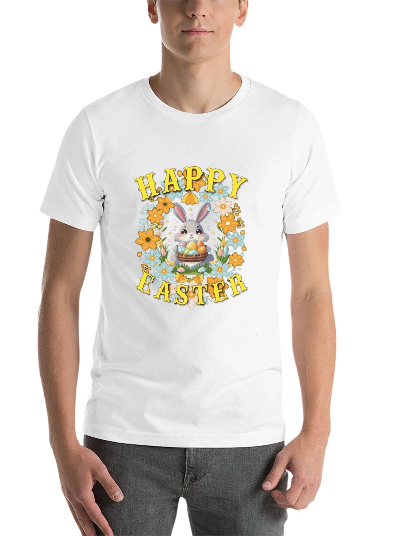 Happy Easter Bunny Floral T-Shirt