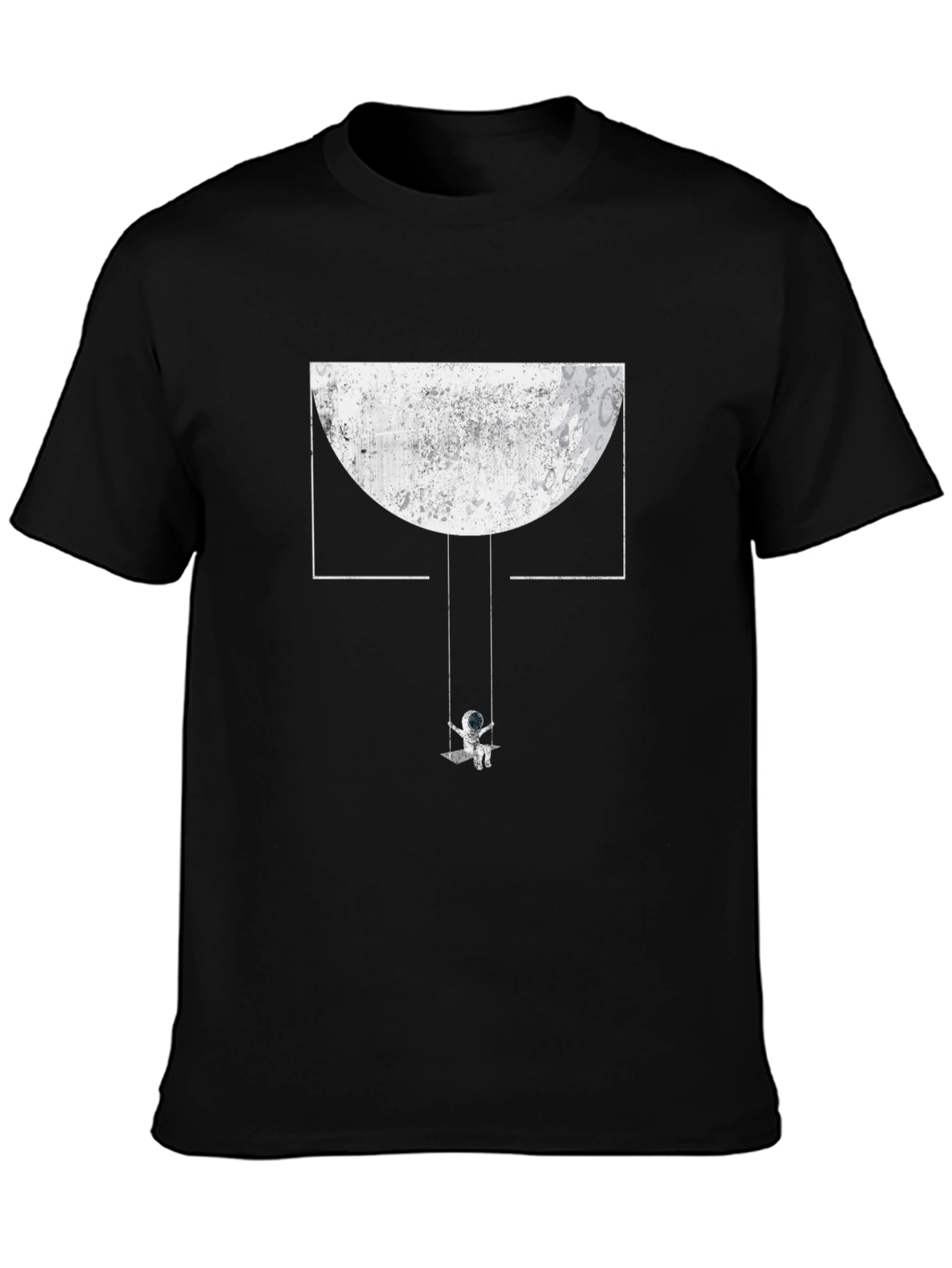 Astronaut Moon Swing Graphic Tee - Unique Black T-Shirt