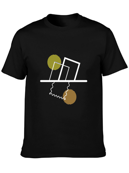 Modern Geometric Graphic Tee - Stylish Black T-Shirt