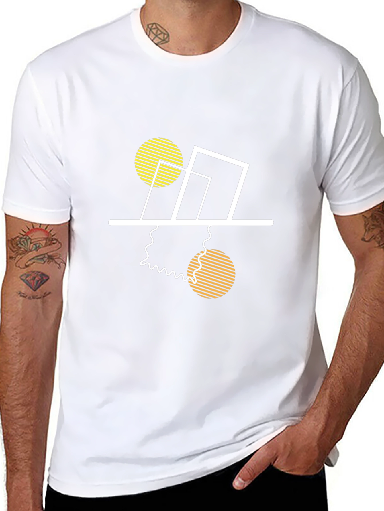Modern Geometric Graphic Tee - Stylish Black T-Shirt