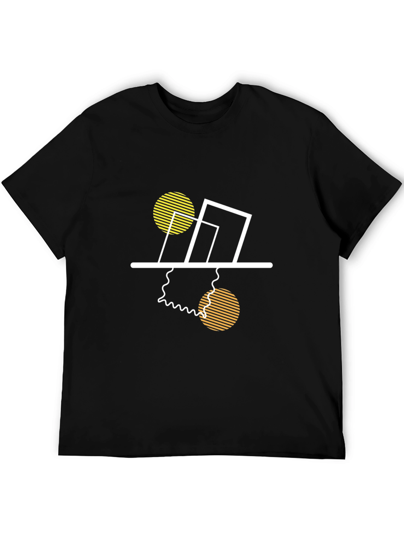Modern Geometric Graphic Tee - Stylish Black T-Shirt