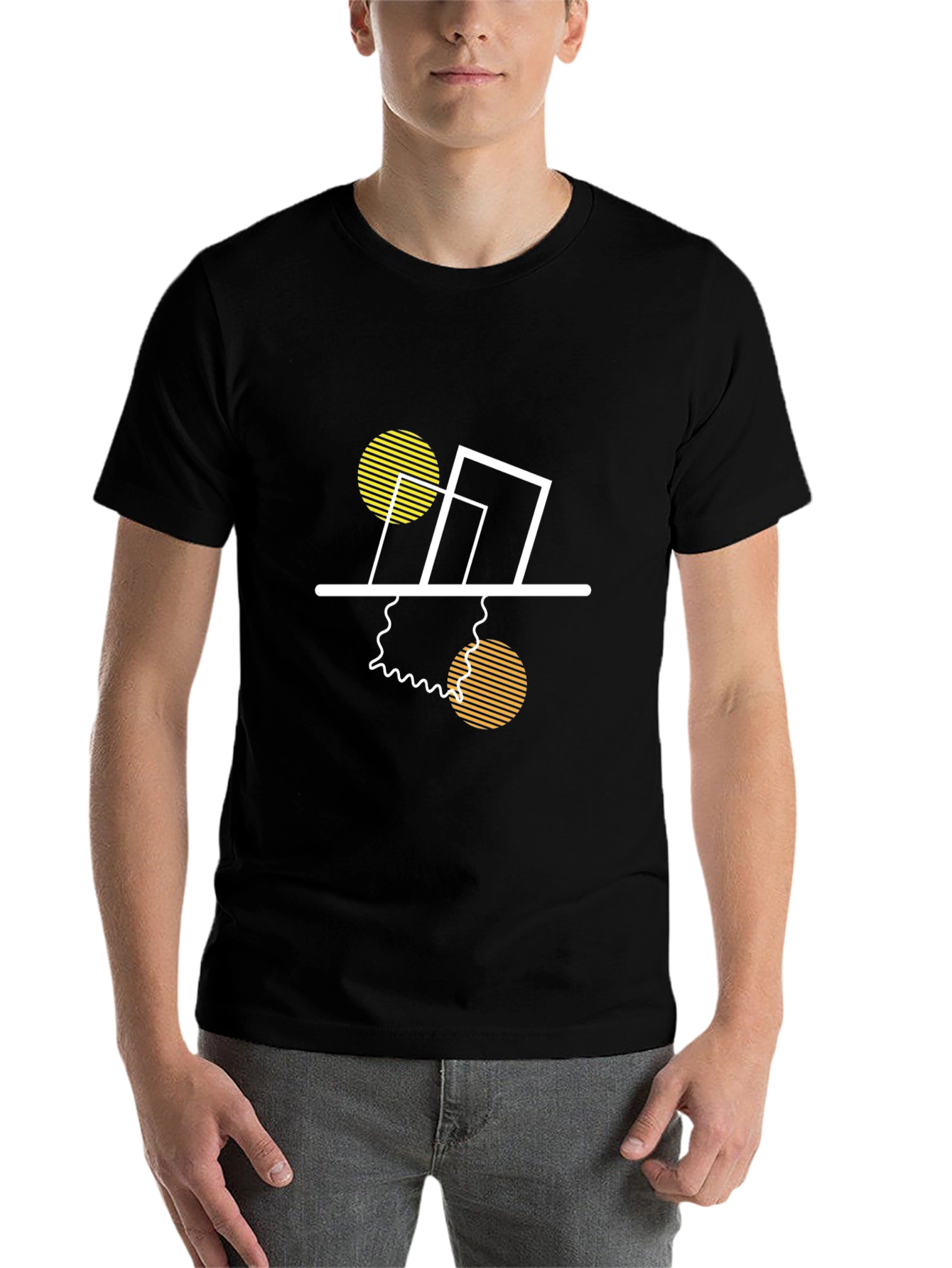 Modern Geometric Graphic Tee - Stylish Black T-Shirt