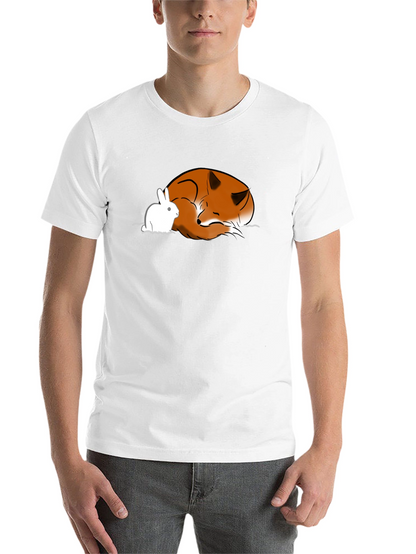 Fox and Rabbit Graphic T-Shirt - Unisex Black Tee