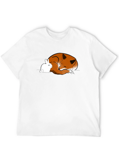 Fox and Rabbit Graphic T-Shirt - Unisex Black Tee