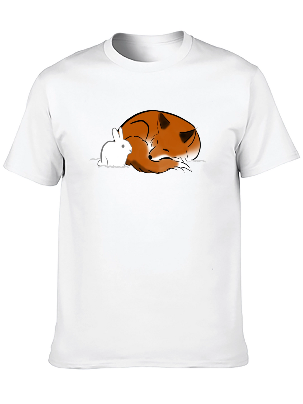 Fox and Rabbit Graphic T-Shirt - Unisex Black Tee