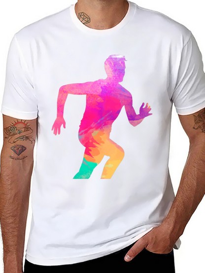 Mens Black Graphic Tee - Running Man Design
