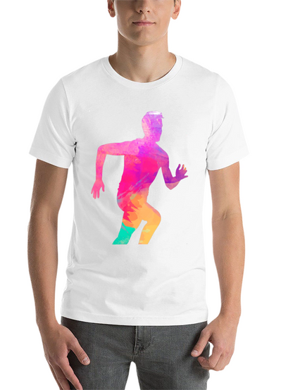 Mens Black Graphic Tee - Running Man Design