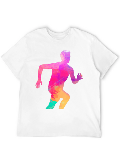 Mens Black Graphic Tee - Running Man Design