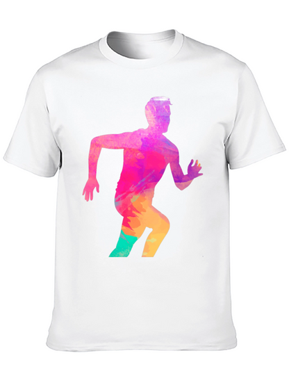 Mens Black Graphic Tee - Running Man Design