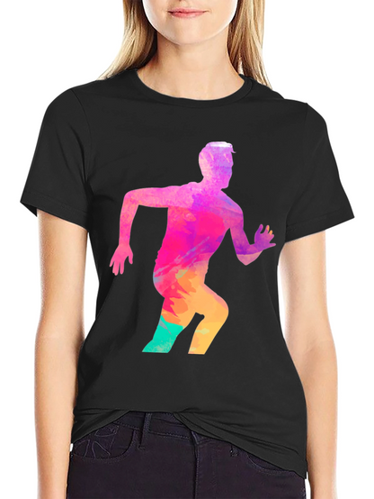 Mens Black Graphic Tee - Running Man Design