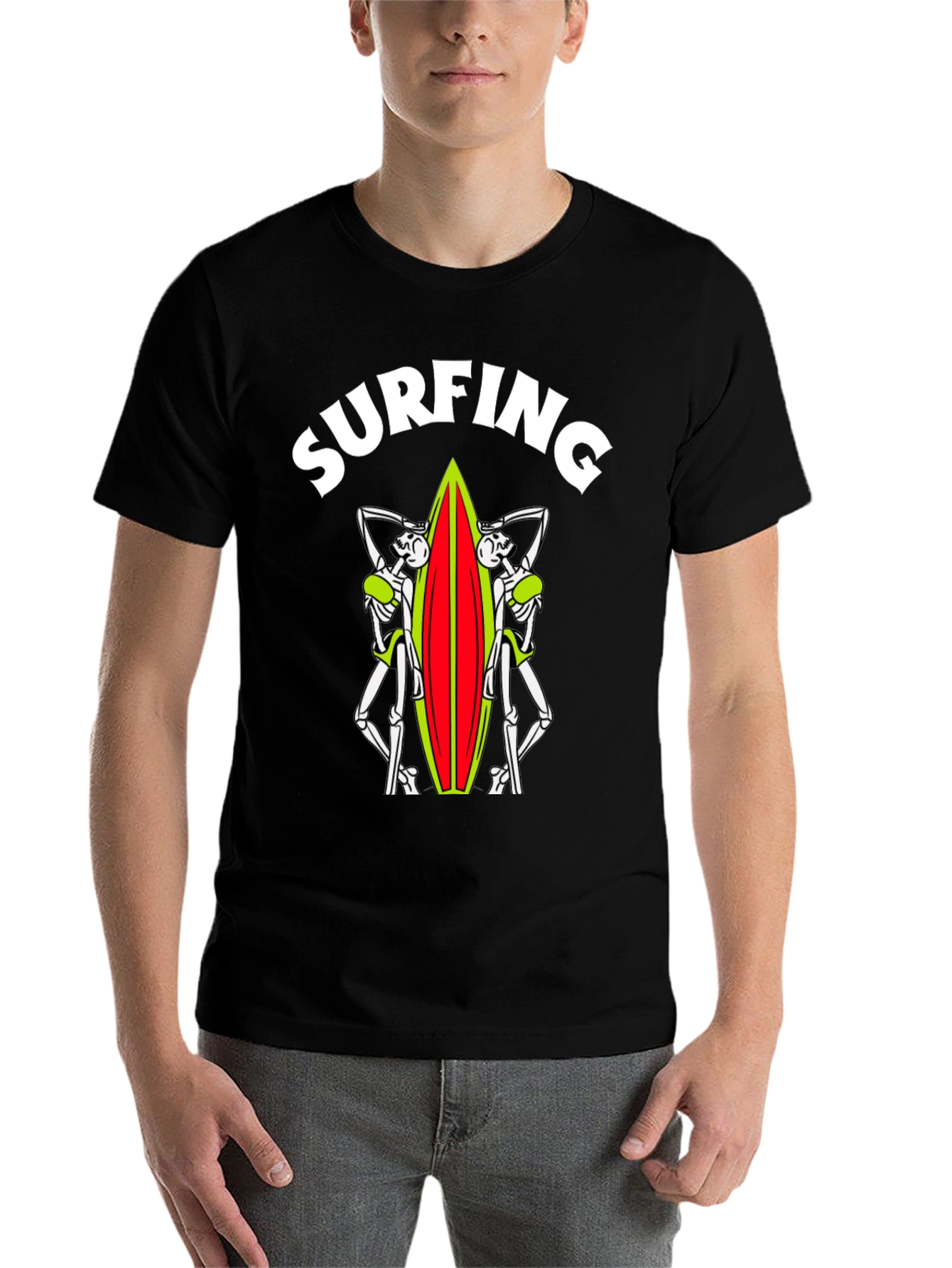 Skeleton Surfer T-Shirt - Ride the Afterlife!