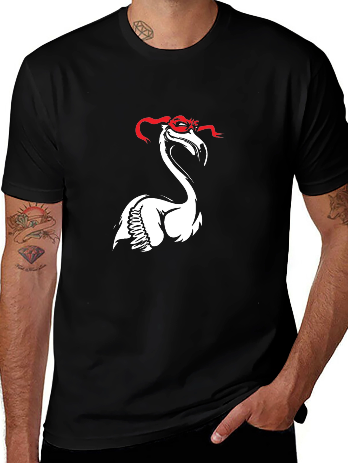 Flamingo Ninja T-Shirt - Black Cotton Tee