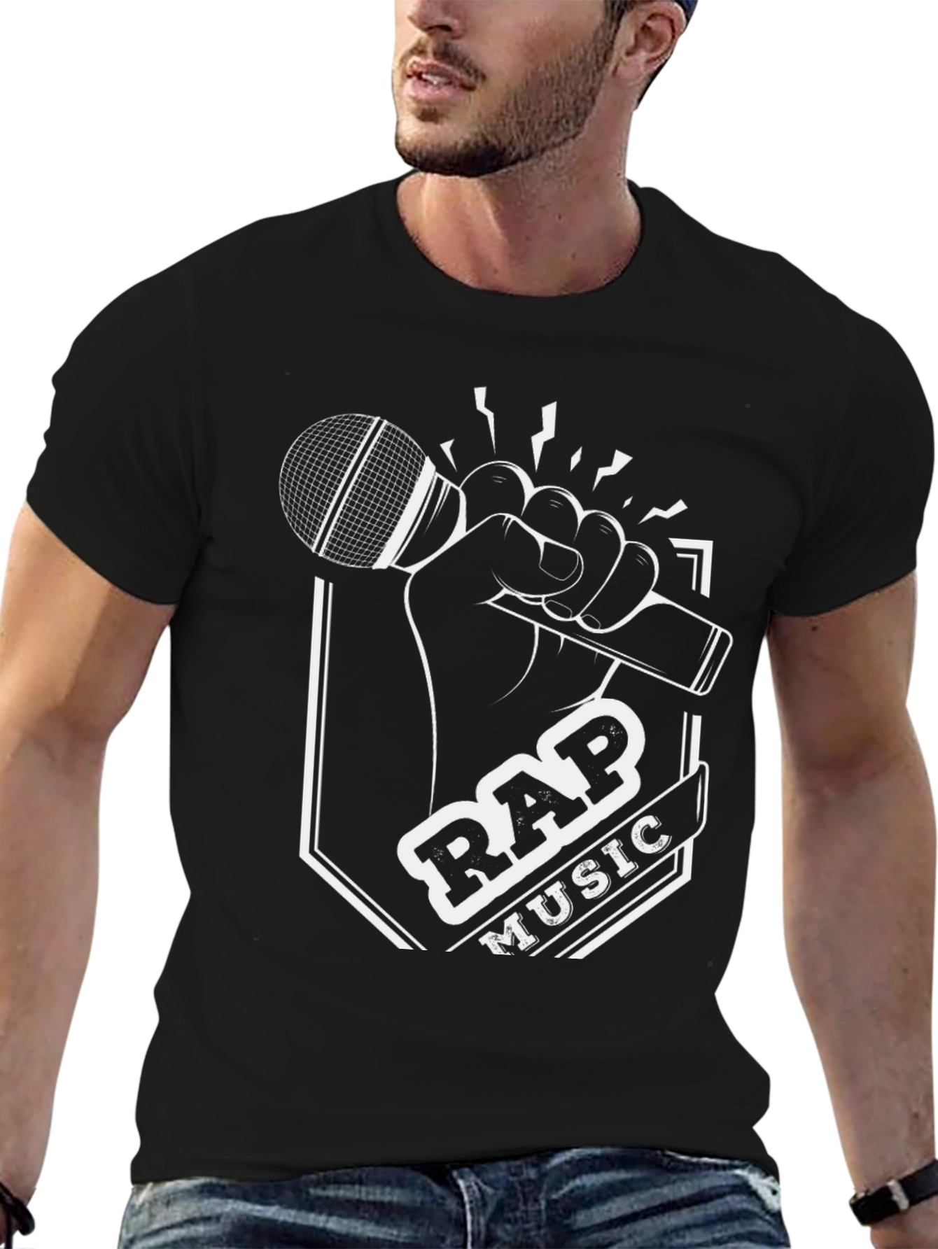 Rap Music Graphic T-Shirt - Black