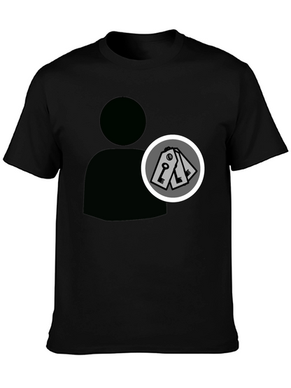 Abstract Keys Graphic Print Black T-Shirt