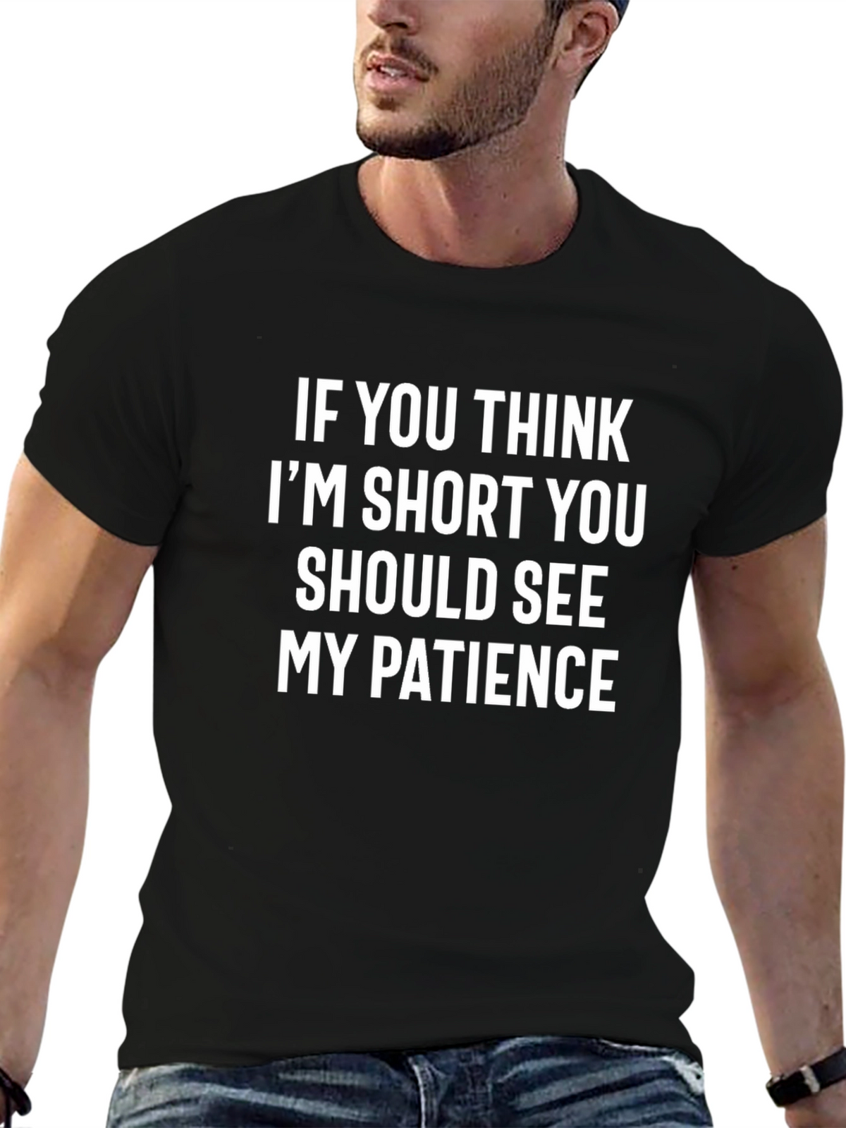 Funny Short Patience Graphic Tee - Black